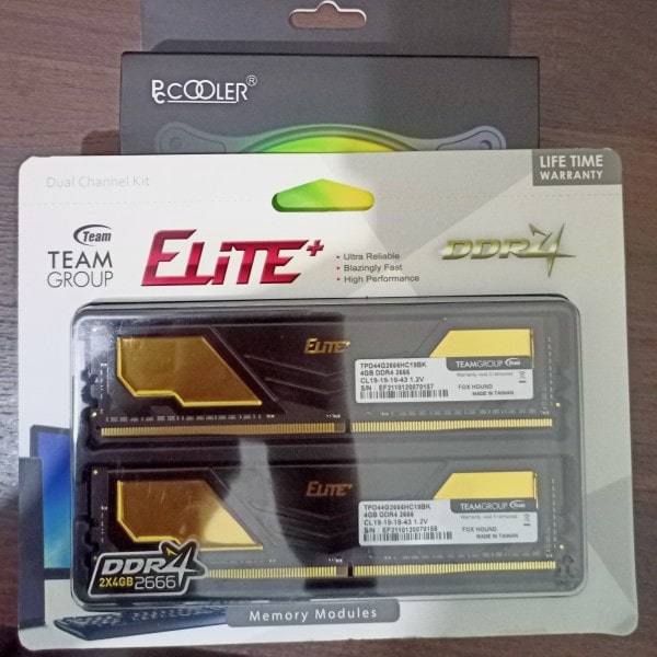 TEAM Elite Plus Black (2x4) 8GB DDR4 kit 2666MHz